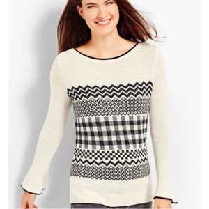 Talbots fair isle lurex wool blend sweater
